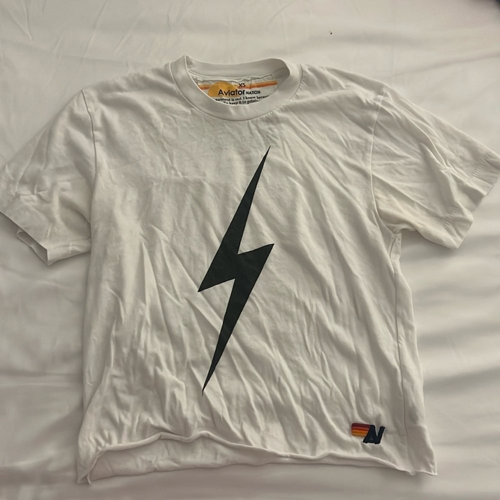 XS Aviator Nation Lightning Bolt Short Sleeve Top